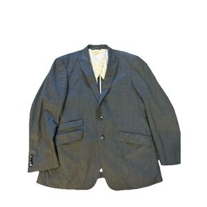 Trevero Blazer Men L Gray 100% Wool III Logo 2 Button Sport Coat Jacket Notch